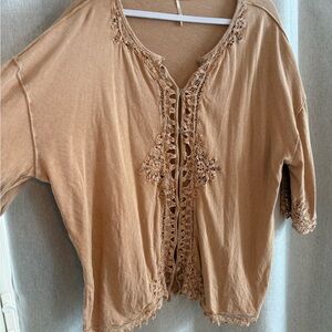 Free people Tan Lace Women's oversized Blouse